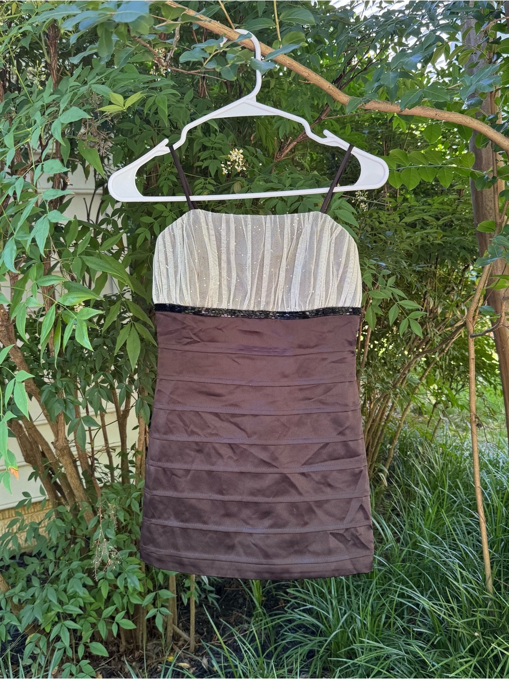 Vintage Black and Ivory Beaded Strap Mini Dress